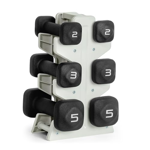 Tone Fitness Neoprene Dumbbell Set with Storage Rack – Non-Slip, Anti-Roll Hand Weights for Home Gym Workouts | 20 lb, 32 lb, 50 lb, 60 lb & 100 lb Options - color: Black, size: 20 lb Set