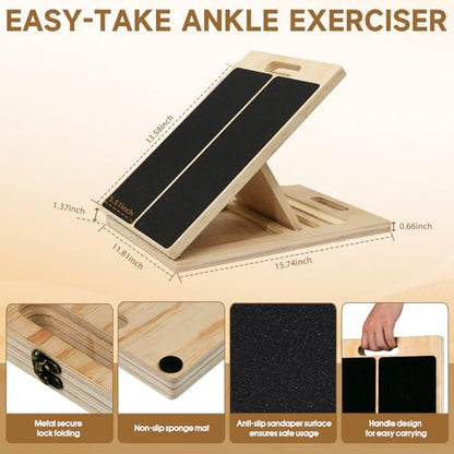 Slant Board for Calf Stretching – 5-Level Adjustable Incline Board for Plantar Fasciitis & Achilles Tendon Relief, Non-Slip Wooden Physical Therapy Tilt Board for Exercise, Balance, Ankle & Knee Recovery, Home Gym