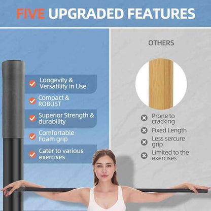 Yoga Stick 5 Ft Sturdy Steel Adjustable Stretching Stick for Mobility, Flexibility and Balance Versatile Exercise Stick