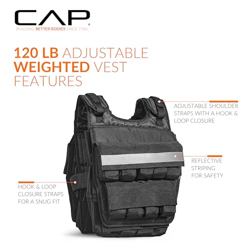 CAP Adjustable Weighted Vest 20–150 lbs for Strength Training, Running & Workouts, Weight Vest for Men & Women, Fitness Training Vest - style: 120lbs