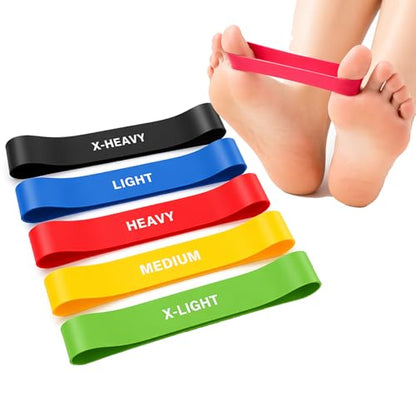Toe Resistance Bands for Foot & Toe Exercise, 5 Levels Toe Stretcher Band Set for Bunion Relief, Toe Separator Training, Foot Strengthening & Mobility, Small Loop Stretch Bands for Toes and Rehab