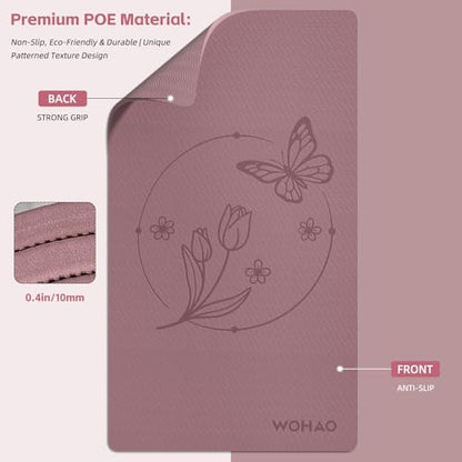 Large 76"x40"x0.4" Yoga Mat - color: Dull Pink
