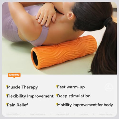 SUBCULTUREPICK Foam Roller - Muscle Massage Roller for Back Pain & Stretching - Ergonomic Wide Wave Textured - Deep Muscle Massage Pilates Yoga, Athletics, Fitness Exercise for Whole Body