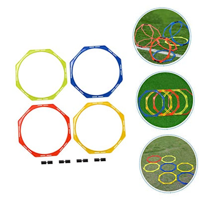POPETPOP 4 Pack Speed Agility Training Set Multi-Functional Training Agility Rings Soccer Hurdles Circles Workout Rings Soccer Gear