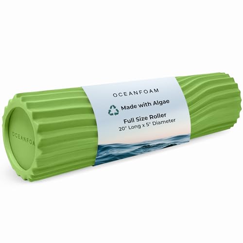 Tidal Roller - Algae Green - Muscle Massage Foam Roller for Back Pain & Stretching - Firm and Ergonomic Wide Wave Textured - Yoga, Athletics, & Wellness - Full Size, 20" x 5" - color: Algae Green