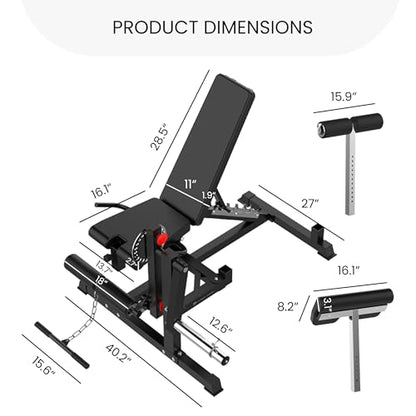 Finer Form GLX Adjustable Weight Bench with Leg Extension and Curl Machine