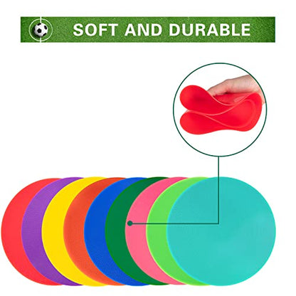 Non Slip Rubber Floor Markers 4 Inch 9 Inch 10 Inch | Multicoloured Poly Dots are suitable for football training and agility drills Marking positions in dance studios