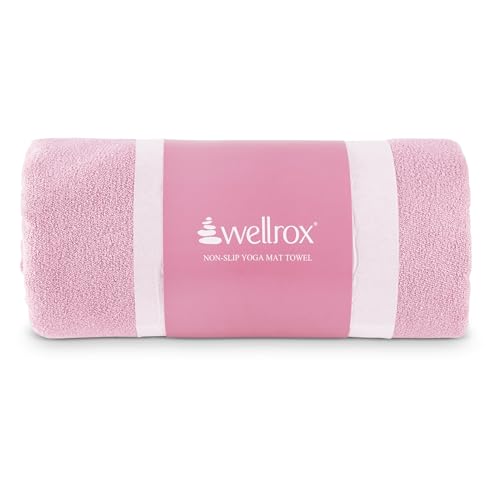 Microfiber Yoga Mat Towel with Grip – Ultra Absorbent, Super Soft, and Quick Dry Hot Yoga Towel Non Slip for Pilates, Bikram, and Fitness Workouts (74” x 26”, Pink)