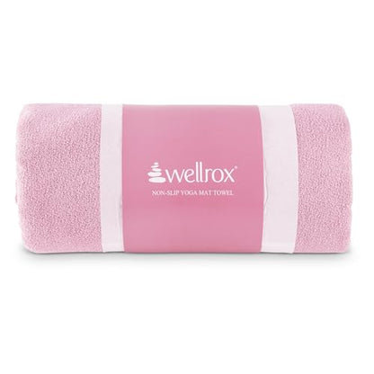 Microfiber Yoga Mat Towel with Grip – Ultra Absorbent, Super Soft, and Quick Dry Hot Yoga Towel Non Slip for Pilates, Bikram, and Fitness Workouts (74” x 26”, Pink)