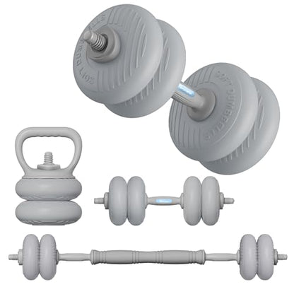 4‑in‑1 Adjustable Weights Set, Dumbbell Barbell & Kettlebell for Home Gym - color: Grey-35 LB