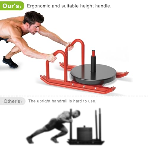 Kipika Weight Sled, Workout Sled, Fitness Strength Training Sled, Speed Training Sled for Athletic Exercise, Speed Improvement, Easily Through Obstacles, Suitable for 1" & 2" Weight Plate - color: C- Red