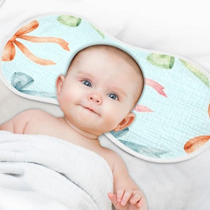 Colorful Bows Muslin Burp Cloths 4 Pack - Extra Large 22"x11", 4-Layer Soft Absorbent Cotton, Waterproof Backing, Baby Drool Rags for Newborn