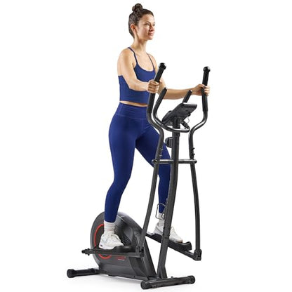 Sunny Health & Fitness Smart Upright Elliptical w/Pulse Sensor Built-in, Indoor Full-Body Cross-Training & Cardio Exercise Machine for Home, Free SunnyFit App Connection