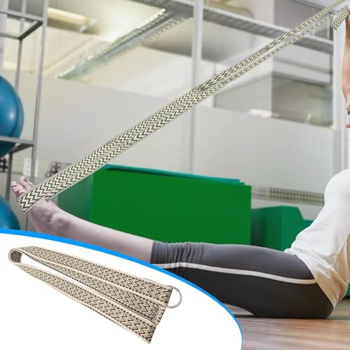 Yoga Strap Workout Band 72.05inch Full Body Workout Strong assisted Stretching Strap with Buckle for Exercise Training - color: Khaki