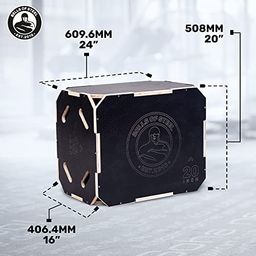 Plyo Box [Bells of Steel] Plyometric Box, 3-in-1, Anti-Slip, Wooden Step up Box for Workout, Jumps, Squats, Step-Ups, Knee-ups