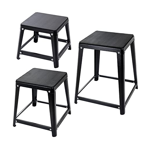 Metal Plyometric Jumping Box, Steel Fitness Exercise Jump Platforms Box for Conditioning Strength and Agility Training, 12 Inch Anti-Slip Workout Step Up Box for Home Gym - size: 12in18in24in