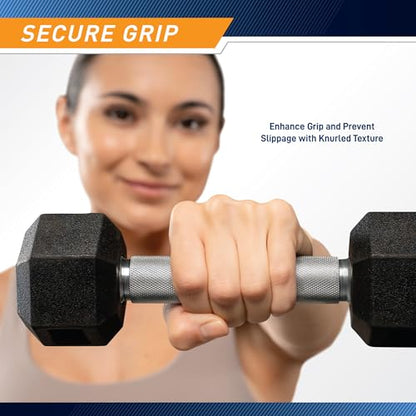 Marcy Classic Rubber Hex Dumbbell with Knurled Grip for Strength Training and Bodybuilding, 5lb - 50lb Single Dumbbell for Exercise & Fitness, Sold Individually - style: 150lb Set with Rack