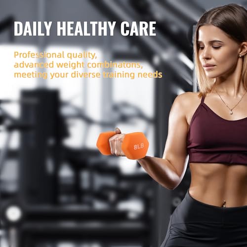 Neoprene Dumbbell Set with 3-Tier Rack - 1/2/3LB Pairs (Total 12LB), Non-Slip Strength Training Weights for Home Gym & Fitness Equipment (Beginners & Women)