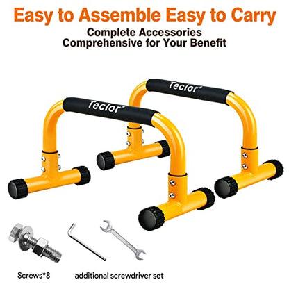 Push Up Bar, Parallettes Bars For L-sit & Dip, Heavy-Duty No Wobbling Parallel Bars Stand For Handstands, Full Planche, Calisthenics, 9.5in High Workout Stands for Home Fitness Training