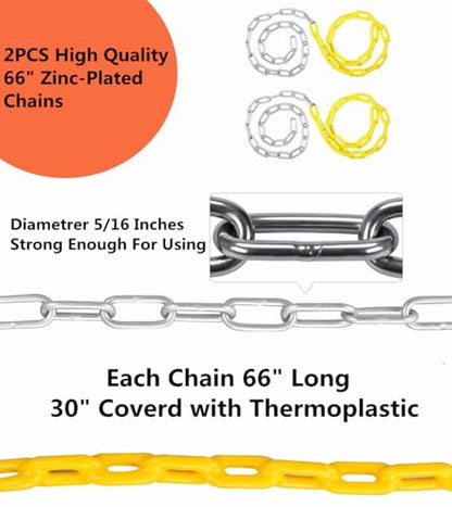 ABUSA 2Pcs 66" Swing Chains with 4Pcs Quick Connection Hooks, Heavy Duty Swing Hanging Chain Kit for Indoor Outdoor Playground Equipment,Swing Set,Boxing Bag and More, 1000 lb Capacity（SC006）
