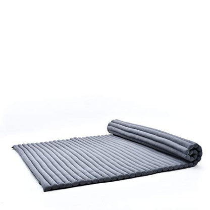 Leewadee - Foldable Floor Mattress - Japanese Roll Up Futon -Trifold Tatami Mat- Guest Floor Bed - Camping Mattress - Thai Massage Mat, Kapok Filled, 75 x 57 inches, Anthracite