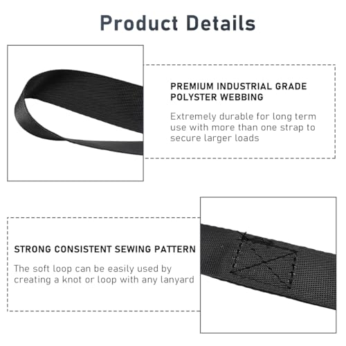 Wevdn 4 PCS Soft Loop Tie Down Straps, 1.1"x 18" Heavy Duty Tie Down Loops, 1500lb Load Capacity, 4500lb Breaking Strength for Securing Bikes, Motorcycles, Scooters, Lawn Equipment (Black) - color: Black