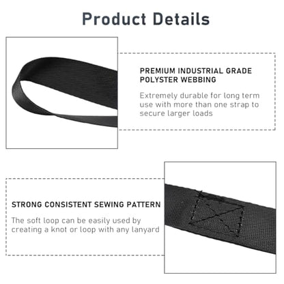Wevdn 4 PCS Soft Loop Tie Down Straps, 1.1"x 18" Heavy Duty Tie Down Loops, 1500lb Load Capacity, 4500lb Breaking Strength for Securing Bikes, Motorcycles, Scooters, Lawn Equipment (Black) - color: Black