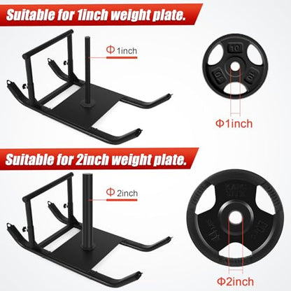 Workout Fitness Sled, Weighted Sleds Push Gym Equipment for Adults & Kids, Compatible with 1" & 2" Weight Plates, Multi-Purpose Sled for Outdoor or Home Fitness Training