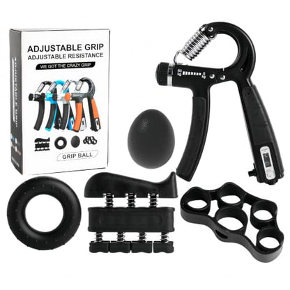 Grip Strength Trainer, Hand Grip Exerciser Strengthener Forearm with Adjustable Resistance 11-132 Lbs (5-60kg) - color: black