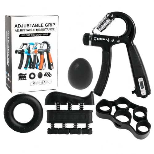 Grip Strength Trainer, Hand Grip Exerciser Strengthener Forearm with Adjustable Resistance 11-132 Lbs (5-60kg) - color: black