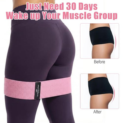 6 Pcs Fabric Resistance Bands for Working Out Non-Slip Exercise Bands with Booty for Legs and Butt Home Gym Pilates Stretching Men and Women