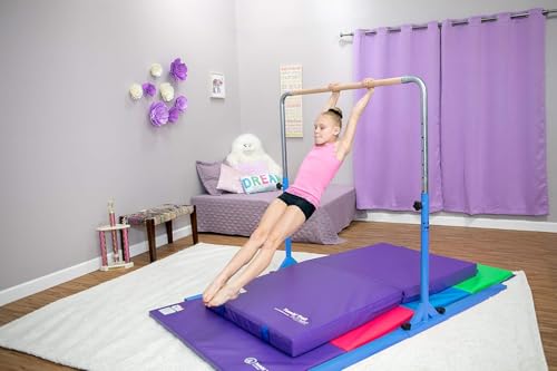 Tumbl Trak Jr. Bar PRO Adjustable Height Horizontal Gymnastics Kip Bar for the Gym or Home - color: Blue