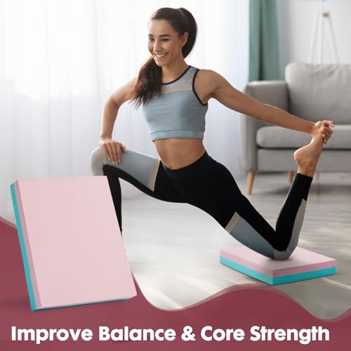 Balance Pad- High-Density Foam Cushion Mat for Yoga, Exercise & Fitness, Non-Slip Stability Trainer for Core Workouts, Thick Foam Balance Board (16x13x2.4 Inches)