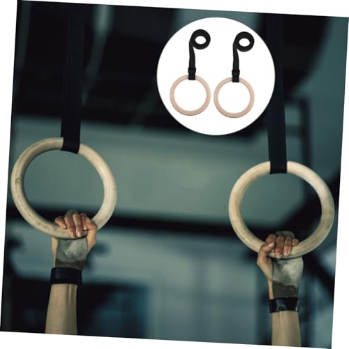 Yardwe Wooden Gymnastics Rings with Adjustable Straps for Home Gym Durable Fitness Equipment for Strength Training Calisthenics and Indoor Workouts Versatile Exercise