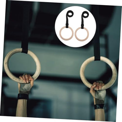 Yardwe Wooden Gymnastics Rings with Adjustable Straps for Home Gym Durable Fitness Equipment for Strength Training Calisthenics and Indoor Workouts Versatile Exercise