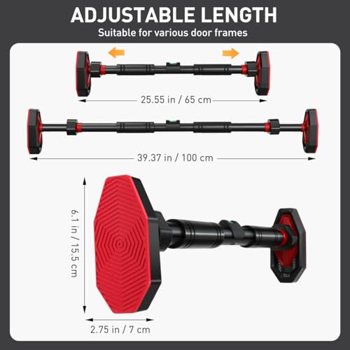 Ciieeo Adjustable Pull up Bar for Doorway with Secure Locking No Drill Installation Comfortable Grip Portable Home Gym Strength Training Equipment 39.37 Inch