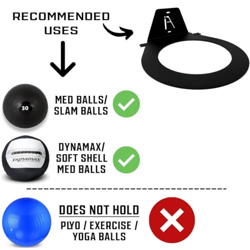 IRON AMERICAN USA Dynamax Medicine Ball Wall Mount Storage Rack, 8.5 Inches Inside Diameter, 30-lb Capacity, for Gym Exercise Sports Balls, Wall Balls and Slam Balls, Hardware Included - style: Dynamax Ball Holder