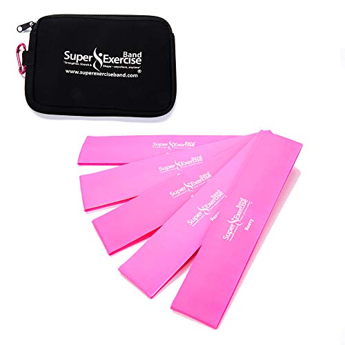 USA 14" x 3" Extra Long Latex Free Mini Loop Bands in 3, 5, 10 Pack Sets. 10 Strengths for Resistance Training, Stretching, Yoga, Toning. Plus an Exclusive iPhone App and E-Book. - color: p. Fuchsia Pink HEAVY Loop Band 5 Pack