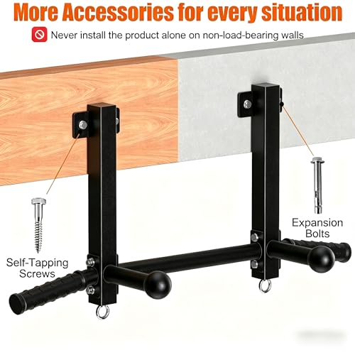 Joist Mounted Pull Up Bar, 650lbs Heavy Duty Strength Training Pullup Bars, Multi-Grip Chin Up Bar for Home Gym, Garage & Basement Ceiling Beam Installation