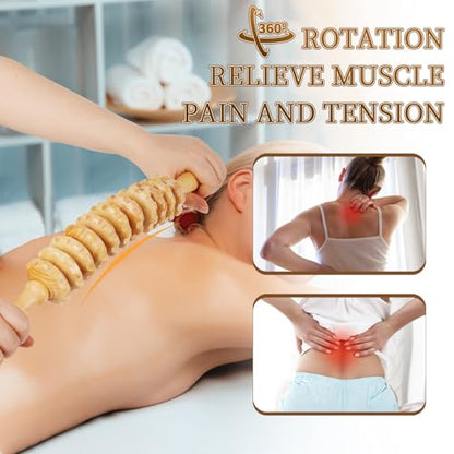 Liitrton Wood Therapy Fasci Massage Tools, Curved Wooden Massage Roller Cellulite Reduction and Muscle Tension (Curved-11-Wheel) - color: Curved-11-wheel