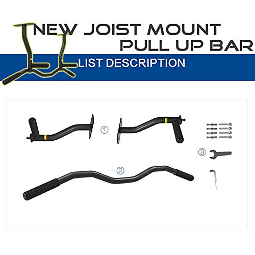 Wall Mounted Pull Up Bar for Outdoor, Heavy Duty Wall Mount Chin Up Bar with Multi-Grip, Fitness Bar Dip Station - Max Supports to 440 Lbs/A