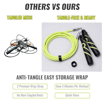 Weighted Jump Rope for Men & Women, 1/4lb 1/2lb Interchangeable Weighted Rope, Ball Bearing Adjustable Length, Tangle Free Storage Golf-Grade Grip, Skipping Rope for Weight Loss