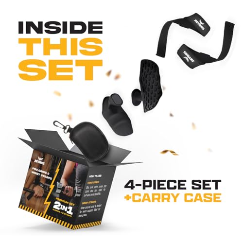 2-in-1 Wrist Straps for Weightlifting with Anti-Slip Hand Grips, Gym Lifting Straps with 60 cm Cotton Support, Padded Durable Design, Wrist Lifting Straps Gloves Alternative