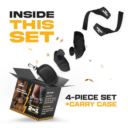 2-in-1 Wrist Straps for Weightlifting with Anti-Slip Hand Grips, Gym Lifting Straps with 60 cm Cotton Support, Padded Durable Design, Wrist Lifting Straps Gloves Alternative