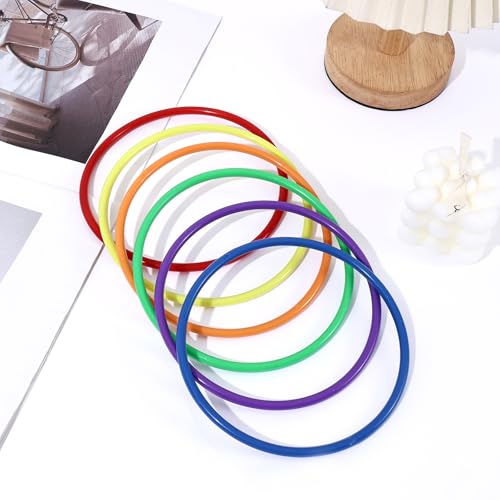 30 Pcs Multicolor Plastic Toss Rings Kids Ring Toss Game Carnival Rings for Speed and Agility Practice Games, Garden Backyard (30 pcs 5 Sizes)