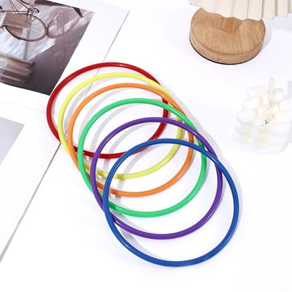 30 Pcs Multicolor Plastic Toss Rings Kids Ring Toss Game Carnival Rings for Speed and Agility Practice Games, Garden Backyard (30 pcs 5 Sizes)