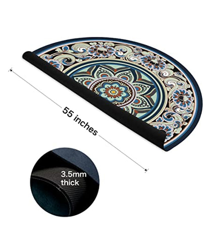 Knsbk Large Round Yoga Mat 4.6'X3.5mm for Exercise Premium Extra Thick, Ultra Comfortable, Non Slip, Meditation Mat