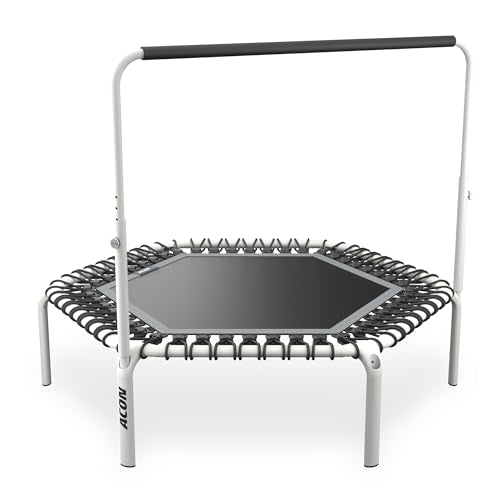 ACON FIT 55" Hexagon Mini Trampoline with Balance Handle for Adults, 300 lb - color: White