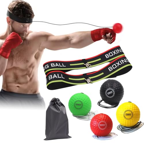 Boxing Reflex Ball Set | Adjustable Headband Reflex Ball for Hand-Eye Coordination Training | Enhance Reflexes, Speed & Skills | Ideal for All Ages & Fitness Levels