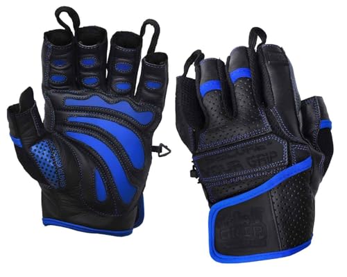 Elite Leather Gym Gloves – Grip & Comfort Design for Weightlifting, Powerlifting, Bodybuilding & Strength Training Workouts for Men & Women - color: Blue, size: XX-Large